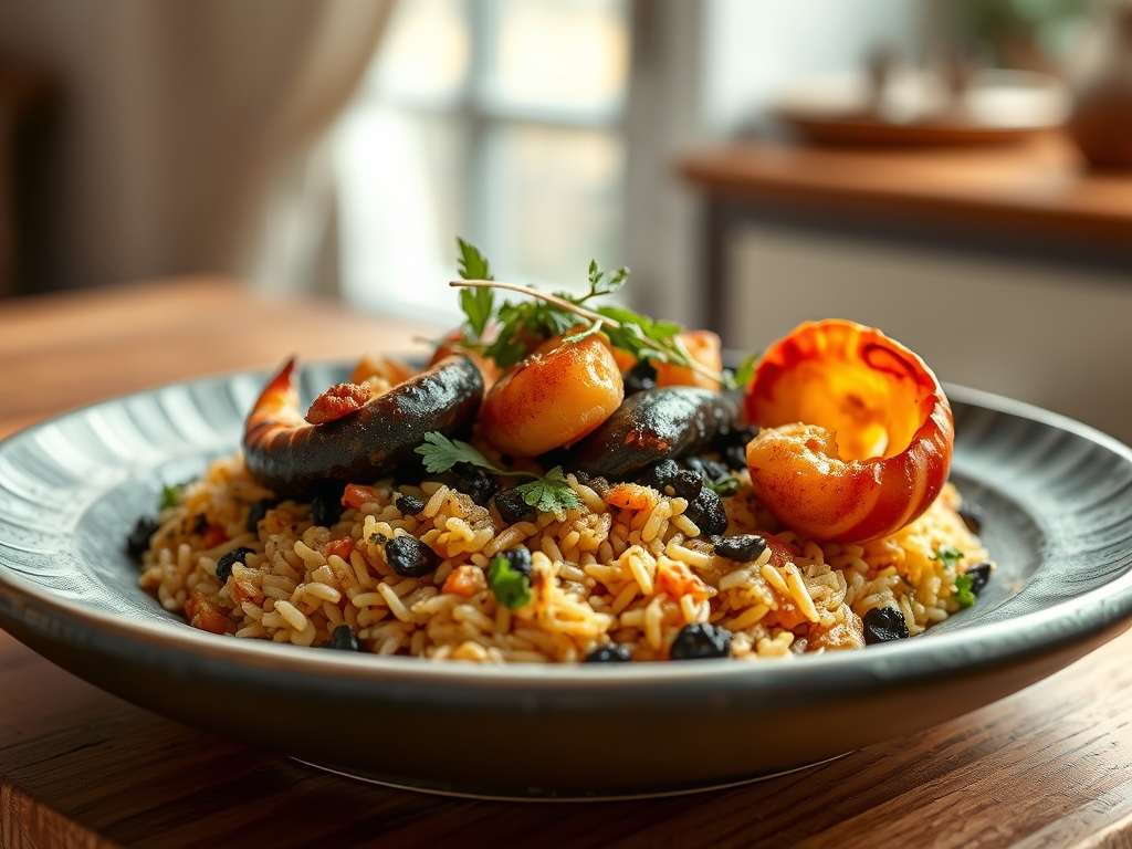 Arroz negro con marisco